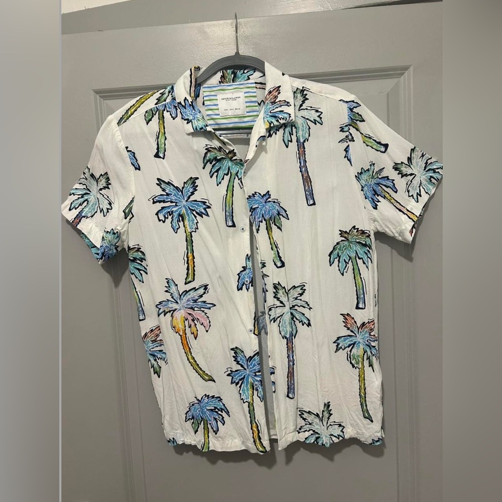 Denim & Flower White and Blue Casual Button Down Shirt